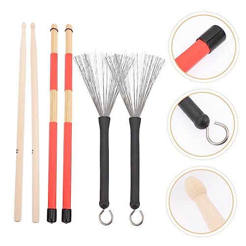 Kit de baquetas y cepillos para batería con funda miniatura 4