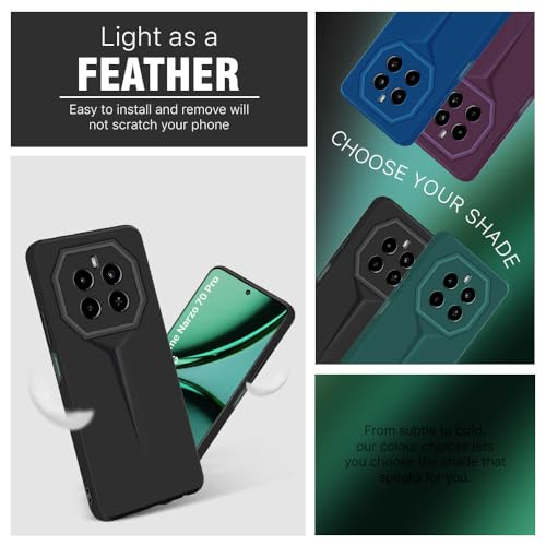 Image of WOW IMAGINE Slim Back Cover for Realme Narzo 70 | Realme Narzo 70 Pro | Realme 12 Plus | P1 5G | Blade Series Ultra Thin Case | Camera Protection | Soft Matte Silicone Flexible Mobile Case - Black