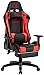 CLP Silla Gaming Turbo LED En Tela o Cuero Sintético I Silla Gamer con Luces LED, Reposapiés Abatible & Reposabrazos Ajustables, Color:Negro/Rojo, Material:Cuero Sintetico
