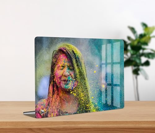 Image of Personalized /Customised HD Clarity Acrylic TableTop Frameless Picture Photo Frame - Customizable for Anniversary Birthday Special Moments 8 x 6 Inches (Horizontal)) Multicolor