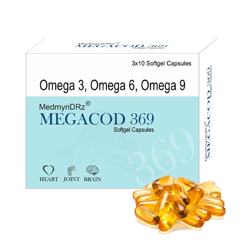 Megacod 369 Fish Oil Capsule For Men And Women, 10 Softgel Capsules