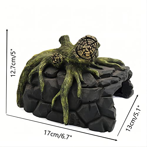 Reptile Hides And Caves Reptile Hideout Rock Hide Cave Aquarium Decor Tree Trunk Turtle Basking Hide Habitat Fish Tank Ornaments For Bearded Dragon Tortoise Lizards Spiders Fish Amphibians Aquarium #TOP2