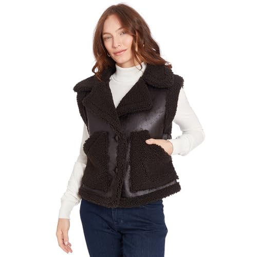 Frye Women's Button Ft Faux Shearling Vest