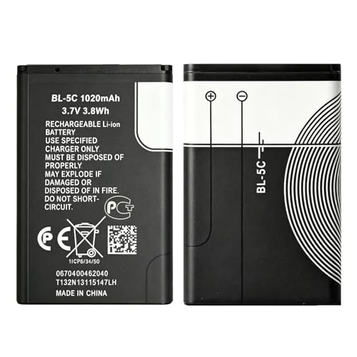 2 Packs Beiaoty Replacement Battery for BL-5C 1020mAh New 0 Cycl Battery Compatible with Household Radio Nokia