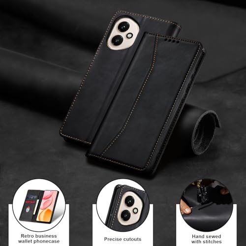 Image of Jasonyu Wallet Case for Honor 400, Flip PU Leather, Black
