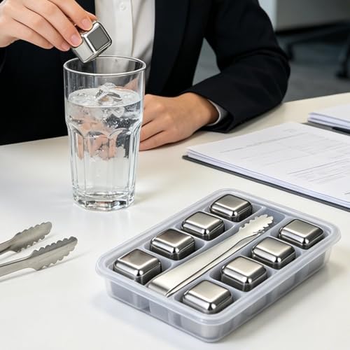 Piedra para enfriar whisky en cubos de metal inoxidable para tus veladas y reuniones 5