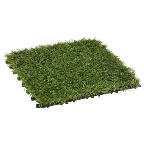LAPOOH Baldosas de césped Artificial 11 uds, Cesped Artificial Terraza, Alfombra Cesped, Grama Artificial, Moqueta Cesped Artificial, Verde 30x30 cm