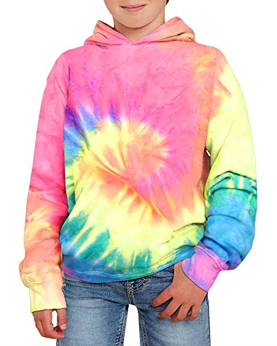 Image of GAMISOTE Unisex Kids Tie Dye Sweatshirt Boys Girls Hooded Kangaroo Pocket Pullover Hoodies