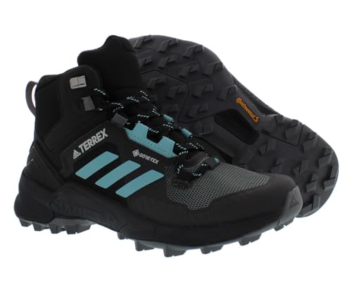 Image of adidas Terrex Swift R3 Mid GTX Womens Shoes Size 7.5, Color: Core Black /Mint Ton /Grey Five-