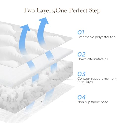 Decroom 3 Inch Memory Foam Mattress Topper Queen Size for Back Pain Relief, Thicked Down Alternative-Lined Mattress Pad，Filled with Breathable & Soft Memory Foam Pillow Top, 80x60x3 Inch