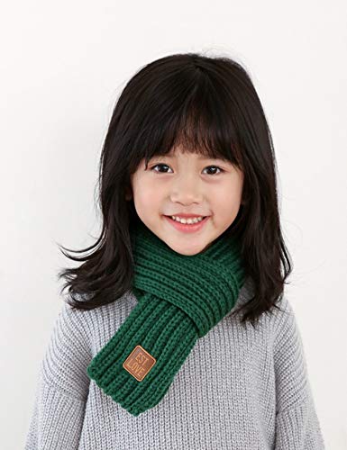 Unisex Kid Solid Color Knitted Warm Winter Scarves One Size Red3