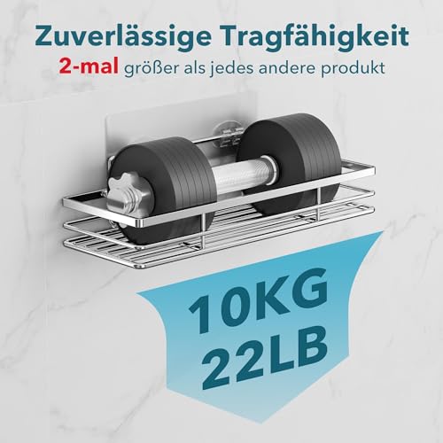 Saffruff Estantería de Ducha Sin Taladro - 2 Piezas Organizador de Baño - Accesorios de Baño Montaje en Pared - Plata - imagen 6