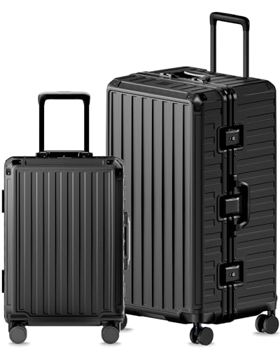 LUGGEX 2-Piece Zipperless Luggage Set, 21/30 Inch, Jet Black