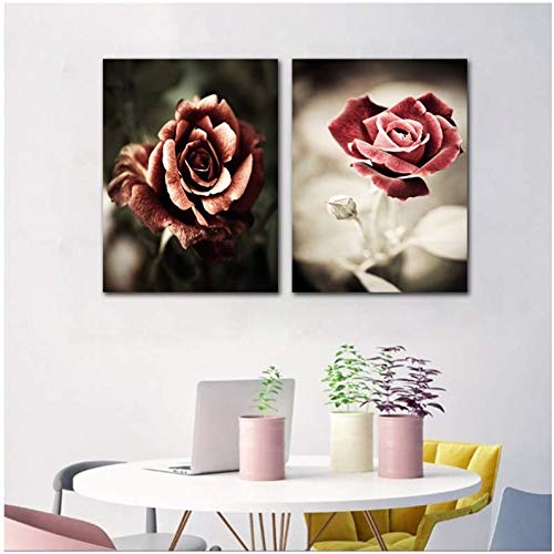 Toile de rose rouge rétro pour créer une ambiance romantique dans votre chambre à coucher