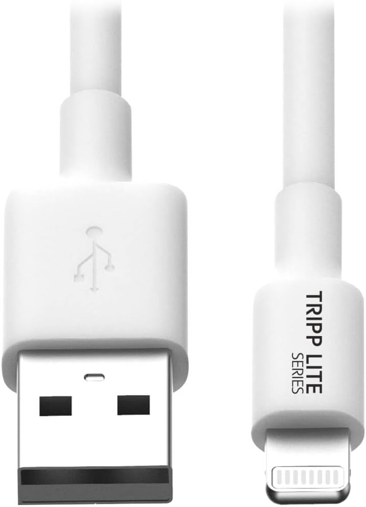 TRIPP LITE USB-A to Lightning Charging & Data Cable, MFi Certified for Apple iPhone, iPad & iPod - White, 6 Feet / 2 Meters, 2-Year Warranty (M100-006-WH)