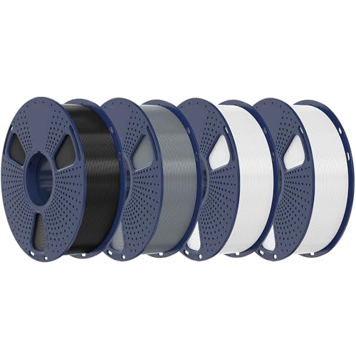 SUNLU PLA+2.0 3D Printer Filament Black+Grey 2KG and SUNLU PLA+2.0 3D Printer Filament White+White 2KG
