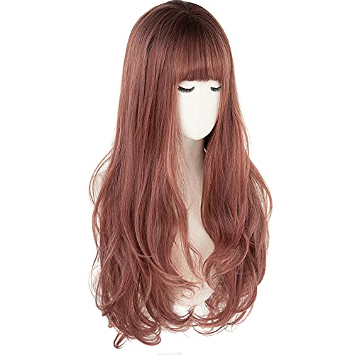 BRIGHT LELE Long Wigs for Woman Nature full Ombre colors Wavy Curly Hair Wig for Daily Party Synthetic Cosplay Wig 31Inch HF1007-RG