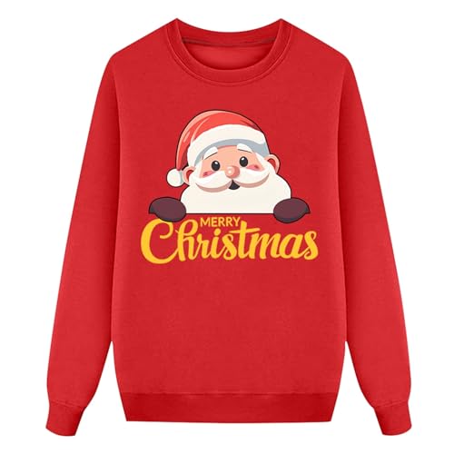 Matching Christmas Sweatshirts for Family Long Sleeve Ugly Santa Claus Jumper Holiday Party Tops Soft Matching Sets