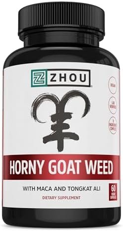 Zhou Horny Goat Weed - Herbal Extract for Men & Women - 60 Veggie Capsules