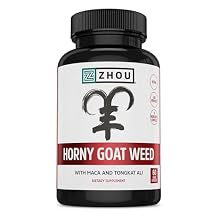 Zhou Horny Goat Weed - Herbal Extract for Men & Women, Supplement with Maca, Tribulus, Tongkat Ali & Ginseng, Maximum Strength for Health & Energy - 60 Veggie Capsules