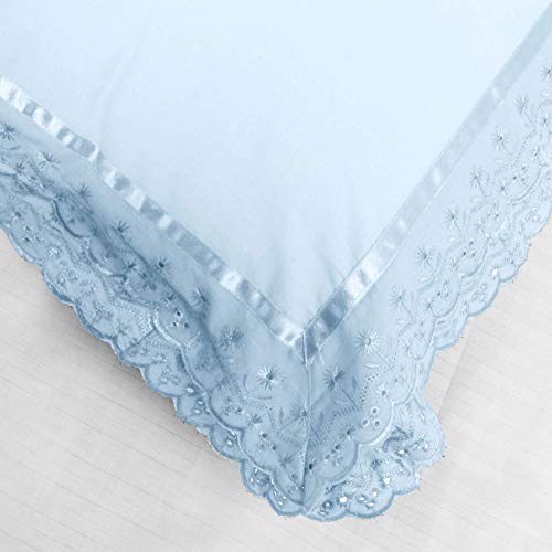 Image of VHC 100% Cotton Lace Pillow Cover /Case Set (Pack of 2)-Sky Blue