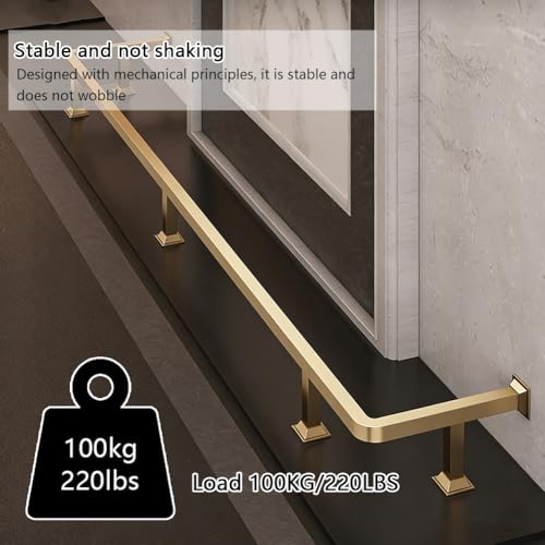 Soporte de barra de acero inoxidable, pasamanos de montaje en pared con conector interno para bar, garaje y escalera, acabado plateado duradero