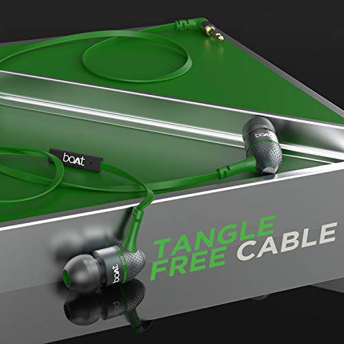 Image of Boat Bassheads 225 Wired in Ear Earphone with Mic (Forest Green Indi)