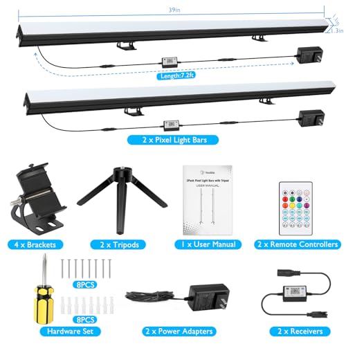 2Pack DJ Light Bars with Stand - 39" RGB Light Bar - Smart APP & Remote Control - Music Sync Timer Setting - Multiple Placement Options Suitable for Party Events Stage Gaming Living Room Decor - Image 7
