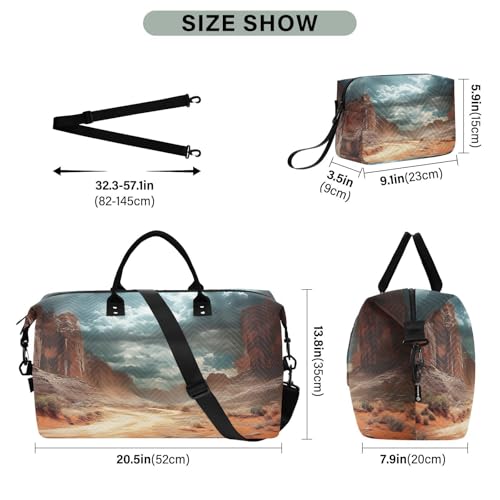 Large Travel Duffel Bag, Desert Landscape Clouds Sport Tote Gym Bags, Shoulder Weekender Overnight Bags for Women Men, Carry On Luggage with Toiletry Bag3
