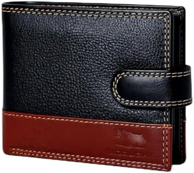 MORUCHA Mens RFID Blocking Real Soft Leather Passcase Wallet with Gift Box M75 Black/Brown