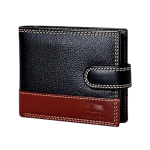 MORUCHA RFID Blocking Genuine Leather Wallet for Men – Slim Bifold Bull Leather Wallet with Coin Pocket, ID Window, 8 Card Slots – Premium Black/Brown Luxury Gift Box (Model #M75)