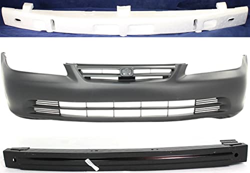 Garage-Pro Kit Front (1) Bumper Absorber, (1) Bumper Cover, and (1) Bumper Reinforcement Compatible with 2001-2002 Honda Accord Primed Finish