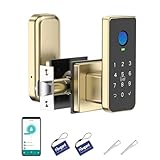 Foxgard Fingerprint Door Lock – 5-in-1 Biometric Smart Lock with Keypad, App Control, Key, Auto-Lock, Electronic Anti-Lock – Keyless Entry for Bedroom, Office, Indoor Use – Gold