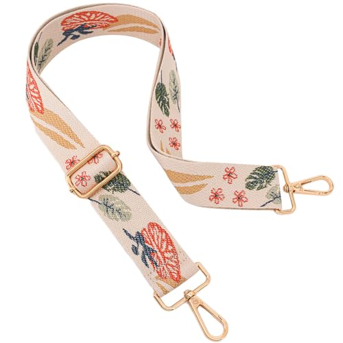 Image of Replacement Purse Strap Shoulder Strap Adjustable Crossbody Strap for Women Crossbody Wide Shoulder Bag, Khaki Leaves-gold Hardware, 28-51 inches x 1.5 inches