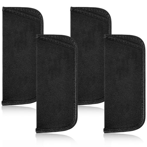 Grevosea 4 Pack Slip in Eyeglasses Cases, Soft Protective Glasses Case Black Storage Glasses Sleeve Eyeglass Pouch Holder for Women Men Glass Sunglass Reading Glass