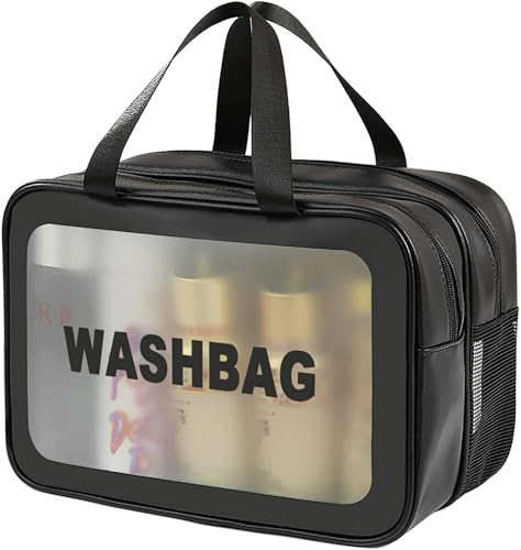 Q-WOOFF Trousse De Toilette Voyage Pour Homme Et Femme, Séparation Sèche Et Humide, Grande Capacité (Noir, L)