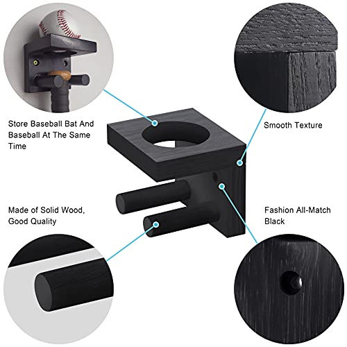 Ak Kyc Baseball Bat Wall Mount Bat Holder Solid Wood Baseball Bat Display Wall Mount Protect Hidden Screws - Black #TOP1