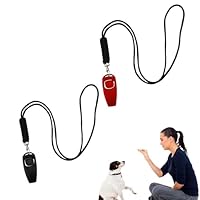 Hoonimo 2 Stück hundepfeife rückruf, hundepfeife hochfrequenz lautlos, 2 in 1 hundepfeifen mit Umhängeband, Laut und Weitreichend, Pfeife Hund rückruf, für Hundeerziehung (Schwarz und Rot)