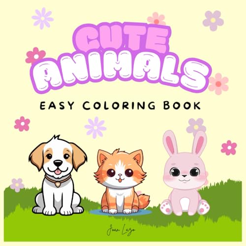 Cute Animals Coloring Book: Coloring book with cute animals and flowers for adults and children (Learning and coloring)