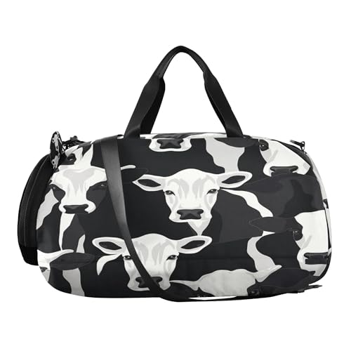 Cow Print Kids Overnight Sports Duffel Bags with Shoe Compartment & Wet Pocket Travel Sport Gym Bag for Girls Boys2