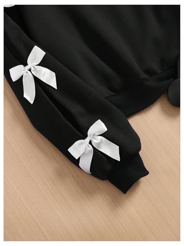 GORGLITTER Girl's Bowknot Decor Crewneck Sweatshirt Cut Out Long Sleeve Pullover Tops3