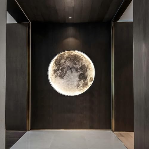 Image of Modern Moon Wall Sconce Lighting, Dimmable Nightlight with Remote Control, Plug in Wall Lamp, Decorative Moon Light for Living Room Hallway (23.6 inch)