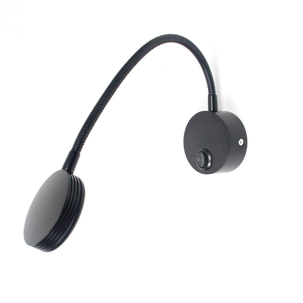 Lámpara de pared LED negra de 3W con interruptor regulable y luz blanca natural para dormitorio 7