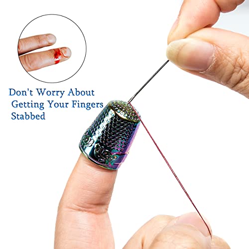 image for ZESION 4Pcs Sewing Thimbles, Metal Thimbles for Hand Sewing Finger Pro