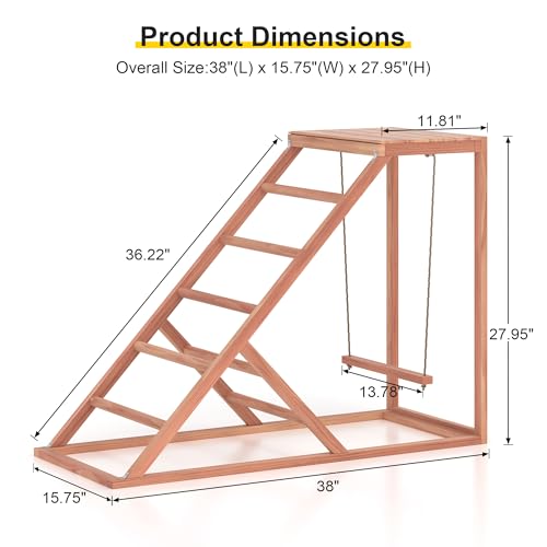 Image of Chicken Roosting Bars with Bird Swing, Ramp, Bars Toys for Pet's Health & Happy, Chicken Perch Easy to Clean, Exercise The Bird's Claws Suitable for Backyard Farms 38.11 X 15.75 X 27.95 (A)