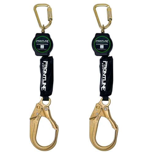 Frontline RPA061R 6' Aramid Web Single Leg SRL with Steel Rebar Hook End | Lightweight, Durable & Compact | Aramid Fiber Webbing Retractable | 310 lbs Capacity | OSHA & ANSI Compliant (2 Pack)
