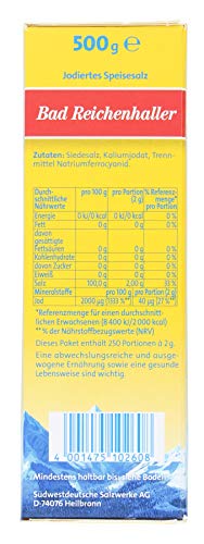 Bad Reichenhaller Marken JodSalz Reines Alpensalz aus Natursole, 500 gramm, Die Verpackung kann variieren 2