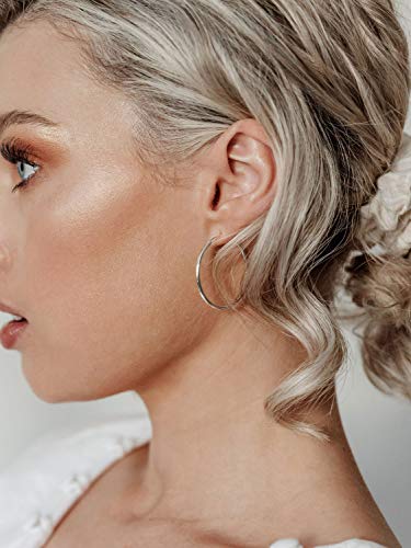 Sweetv Silver Hoop Earrings For Women Hypoallergenic 925 Sterling Silver Earrings 30Mm Thin Medium Hoops #TOP1