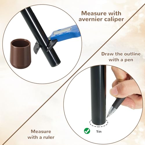 Image of Jetec 144 Pcs Brown Folding Chair Leg Caps, 1 Inch Round Protectors | Heavy-duty Plastic Glides, Non-marring Floor Protectors for Hardwood Tile Floors, Replacement Feet Tips, Round Tube Fit