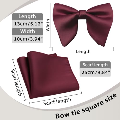 Image of Luckyvestir Oversized Bow Ties for Men, Pre Tied Clip on Men's Black Bowtie for Wedding Tuxedo Banquets Formal Wear